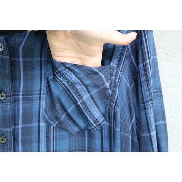 Lane Bryant Long Roll Tabbed Sleeve Button Up Plaid Top-Lace-Size 18/20 - Picture 5 of 13